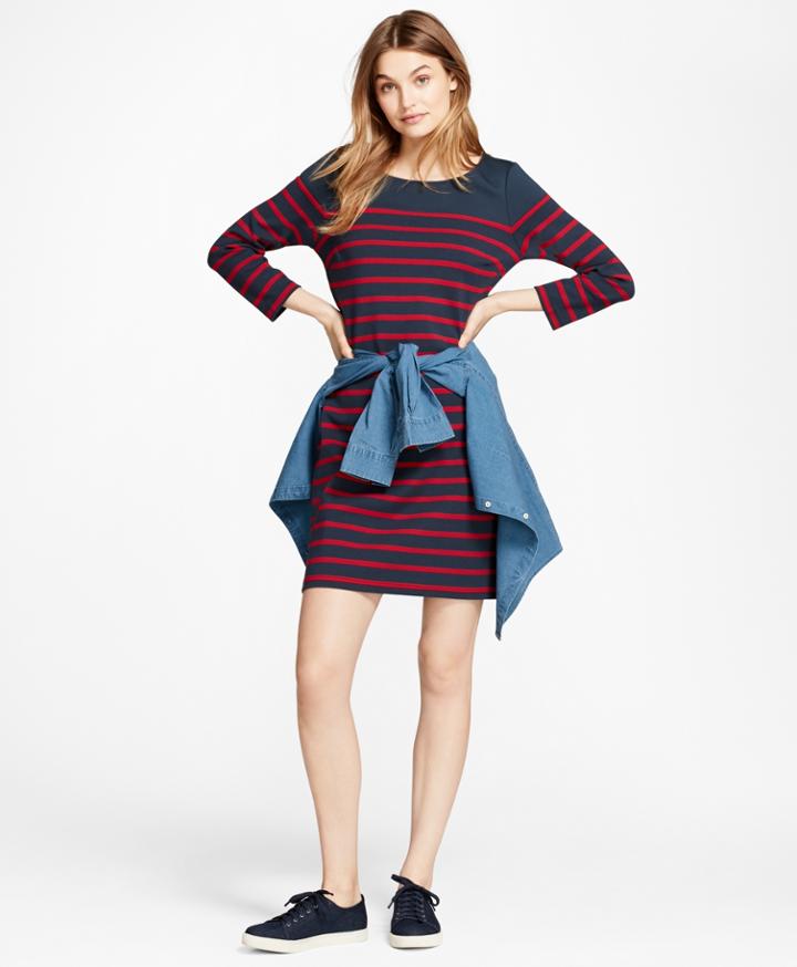 Brooks Brothers Women's Striped Ponte Shift Dress