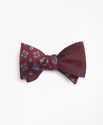 Brooks Brothers Textured Flower With Square Medallion Reversible Bow Tie