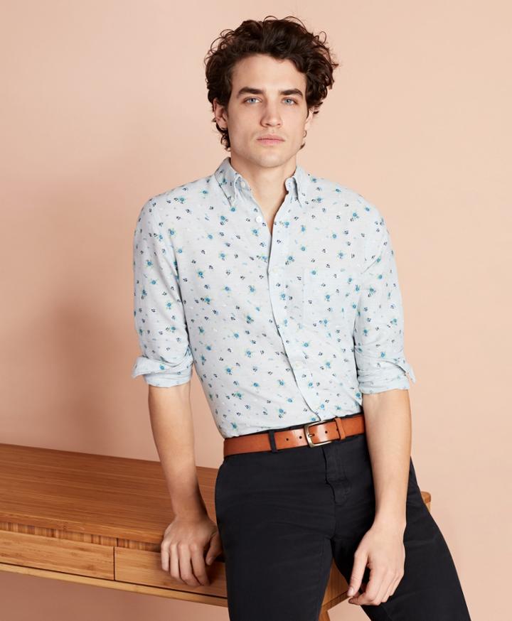 Brooks Brothers Men's Floral Linen-blend Sport Shirt