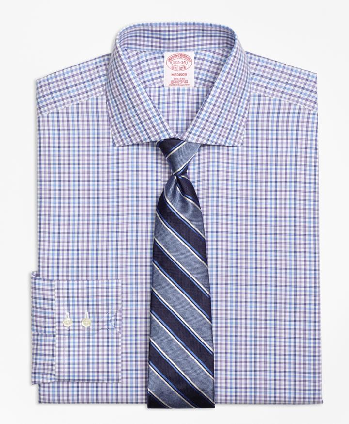 Brooks Brothers Men's Non-iron Regular Fit Multi Check Dress Shirt