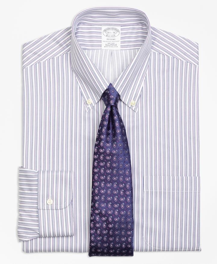 Brooks Brothers Men's Slim Fitted Dress Shirt, Non-iron Sidewheeler Stripe