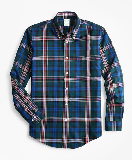 Brooks Brothers Non-iron Milano Fit Green Tartan Sport Shirt