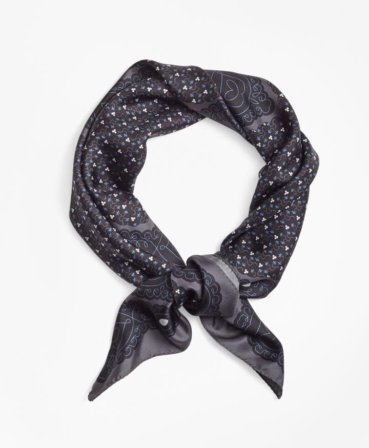 Brooks Brothers Women's Scroll-print Silk Square Scarf