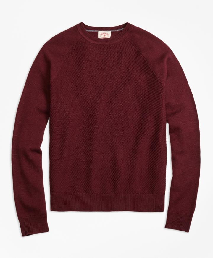 Brooks Brothers Men's Merino Wool Diagonal Texture Raglan Crewneck Sweater
