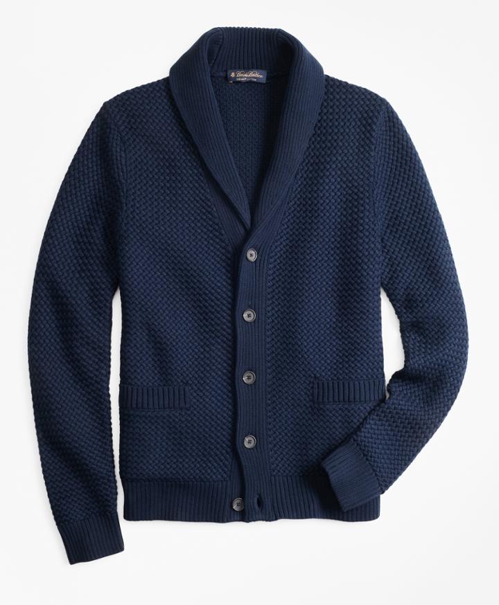 Brooks Brothers Men's Basket Stitch Shawl Collar Cardigan