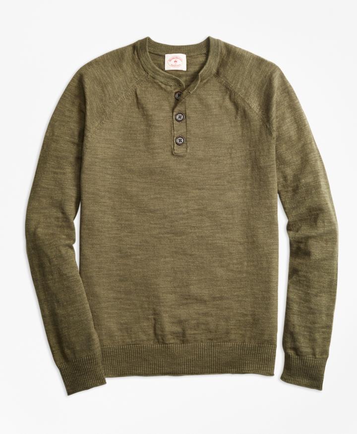 Brooks Brothers Men's Cotton-linen Henley Sweater