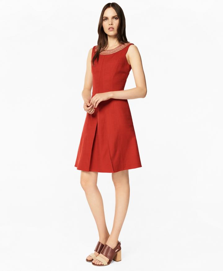 Brooks Brothers Women's Embroidered Stretch-cotton Jacquard Dress