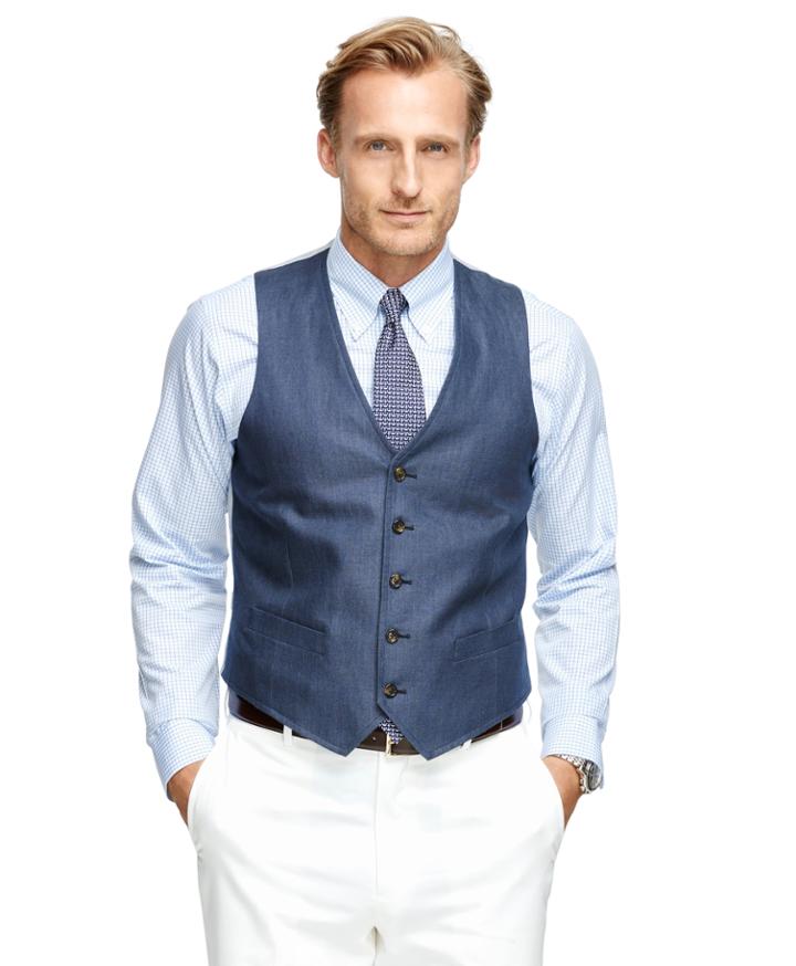 Brooks Brothers Men's Linen Herringbone Vest