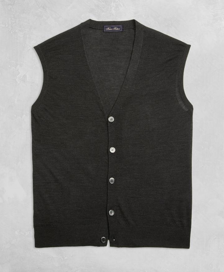 Brooks Brothers Men's Golden Fleece 3-d Knit Fine-gauge Merino Button Vest