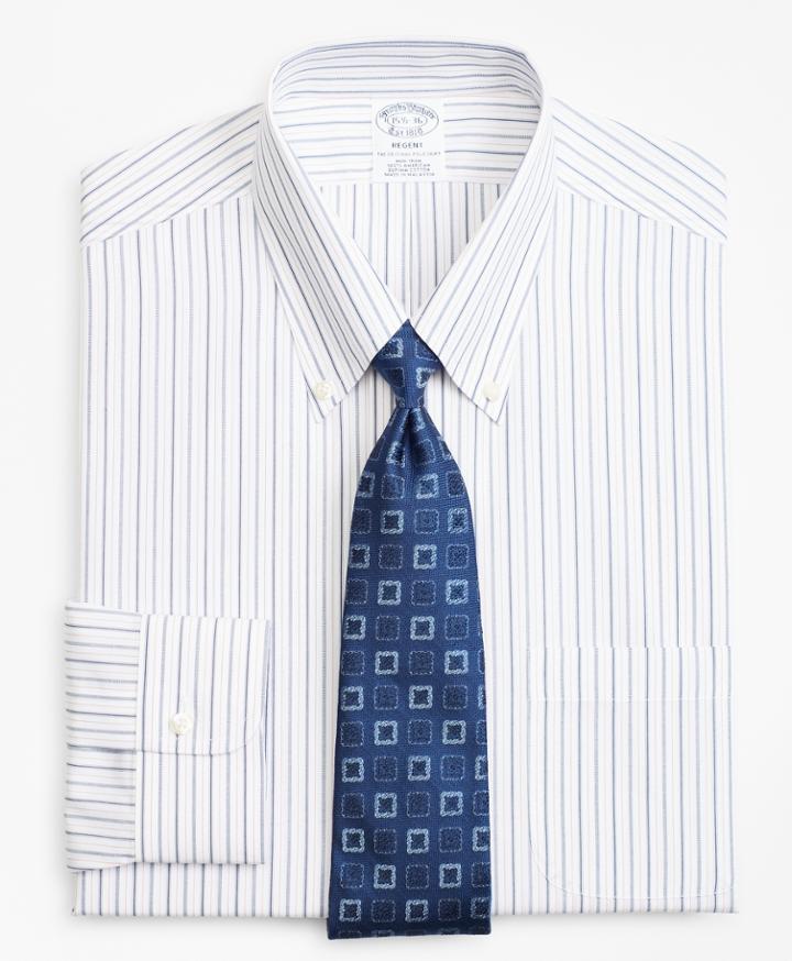 Brooks Brothers Men's Slim Fitted Dress Shirt, Non-iron Alternating Multi-stripe