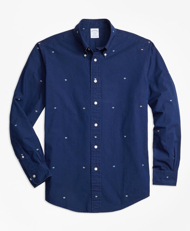 Brooks Brothers Men's Regent Fit Dobby Palm Tree Sport Shirt