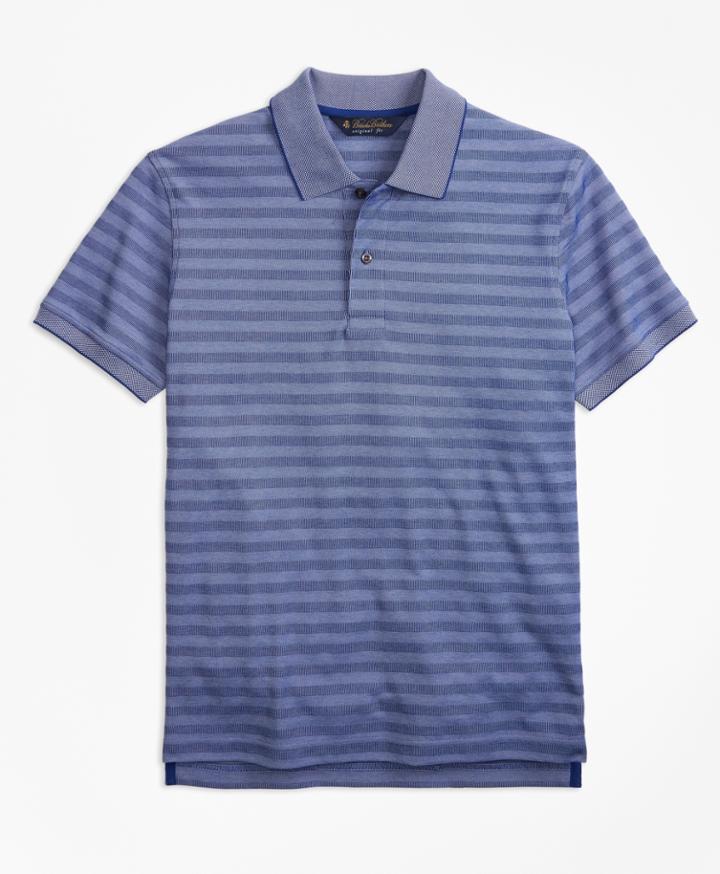 Brooks Brothers Men's Original Fit Textured Stripe Polo Shirt