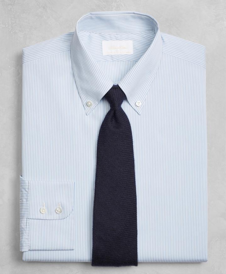 Brooks Brothers Men's Golden Fleece Extra Slim Fit Slim-fit Dress Shirt, Button-down Collar Blue Micro-stripe