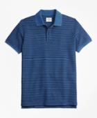Brooks Brothers Men's Stripe Indigo Cotton Pique Polo Shirt
