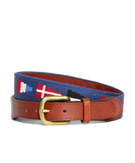Brooks Brothers Nautical Flag Needlepoint Belt