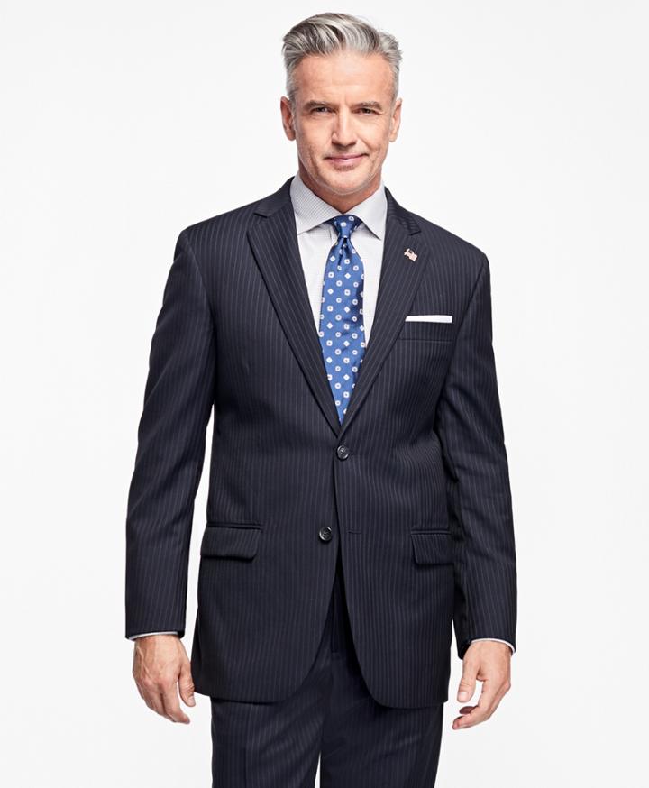 Brooks Brothers Men's Madison Fit Saxxon Wool Narrow Double Pinstripe 1818 Suit