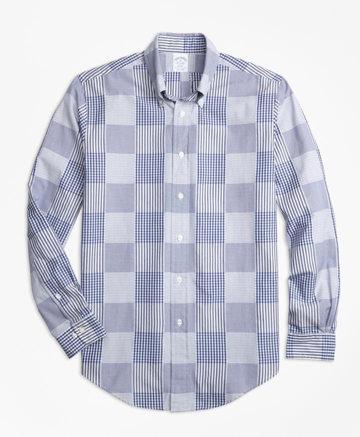 Brooks Brothers Men's Regent Fit Dobby Patchwork Sport Shirt