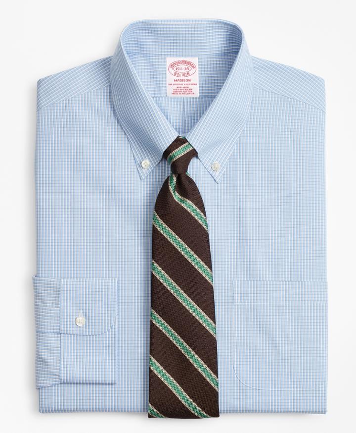 Brooks Brothers Men's Regular Fit Classic-fit Dress Shirt, Non-iron Sidewheeler Gingham