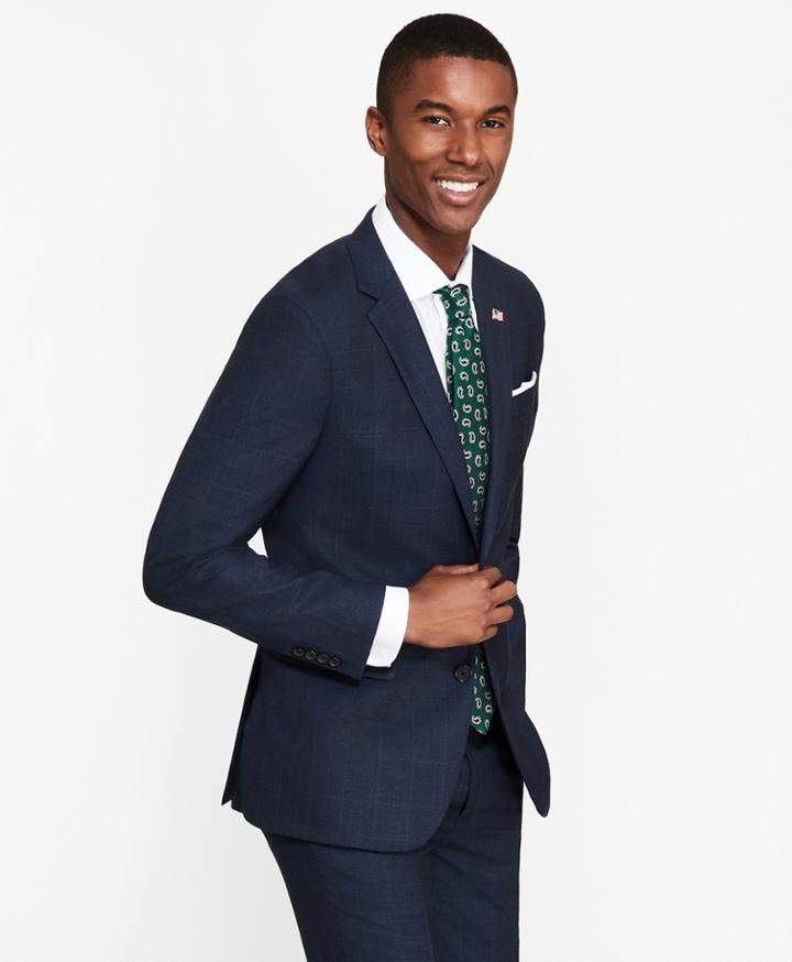 Brooks Brothers Men's Milano Fit Blue Windowpane 1818 Suit
