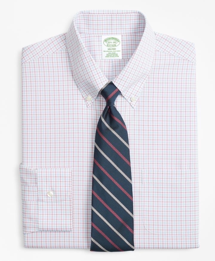 Brooks Brothers Men's Extra Slim Fit Slim-fit Dress Shirt, Non-iron Triple Overcheck