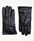 Brooks Brothers Men's Leather Gloves With Black Watch Cuffs