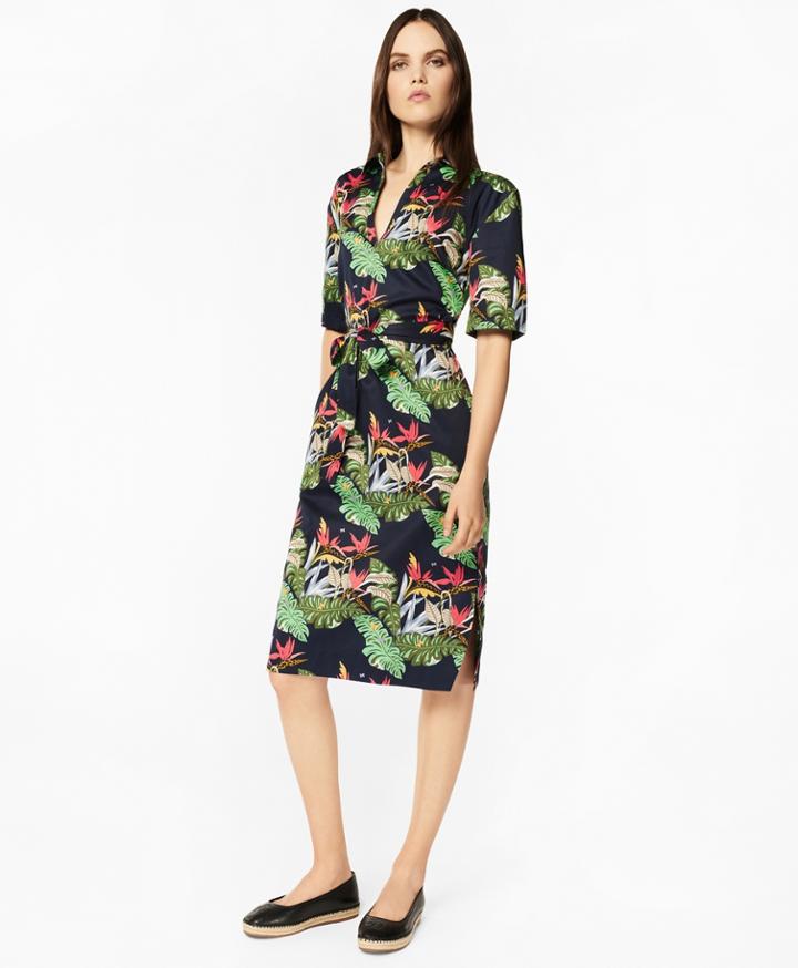 Brooks Brothers Women's Tropical-print Cotton Sateen Tunic Dress