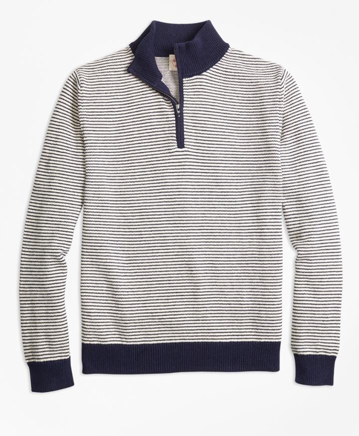 Brooks Brothers Men's Stripe Cotton Half-zip Sweater