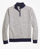 Brooks Brothers Men's Stripe Cotton Half-zip Sweater