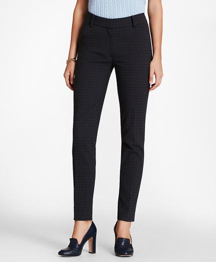 Brooks Brothers Plaid Stretch-cotton Jacquard Ankle Pants