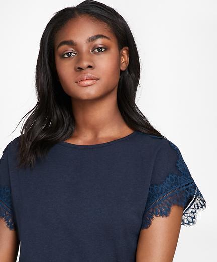 Brooks Brothers Lace-trimmed Dolman-sleeve T-shirt