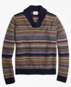 Brooks Brothers Men's Fair Isle Wool-blend Shawl-collar Sweater