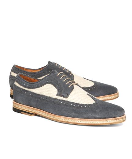 Brooks Brothers Suede And Canvas Saddle Wingtips