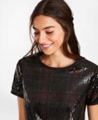 Brooks Brothers Women's Sequined Plaid Top