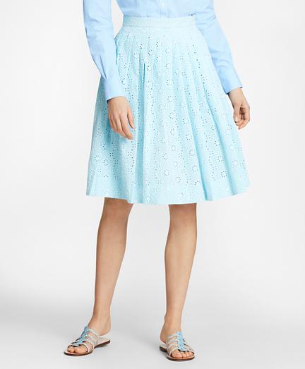 Brooks Brothers Cotton Eyelet Pleated Skirt