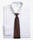 Brooks Brothers Men's Non-iron Extra Slim Fit Double Alternating Stripe Dress Shirt