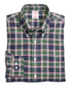 Brooks Brothers Non-iron Regular Fit Dark Green Plaid Sport Shirt