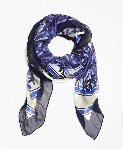 Brooks Brothers Silk Crinkle Chiffon Pompon Scarf