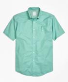Brooks Brothers Non-iron Milano Fit Heathered Oxford Short-sleeeve Sport Shirt