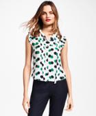 Brooks Brothers Halftone Dot-print Silk Crepe Blouse