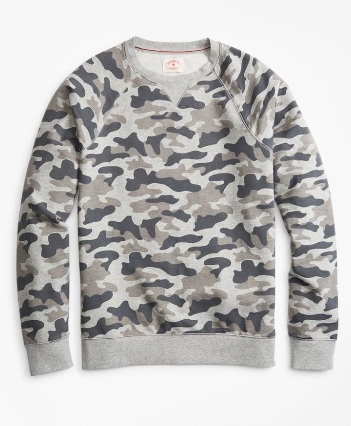 Brooks Brothers Men's French Terry Camo Crewneck Sweatshirt