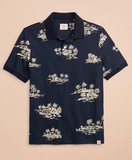 Brooks Brothers Tropical Print Slub Cotton Jersey Polo Shirt
