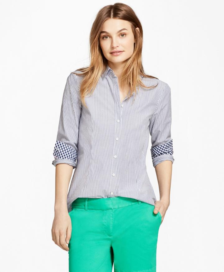 Brooks Brothers Women's Striped Stretch Cotton Poplin Shirt