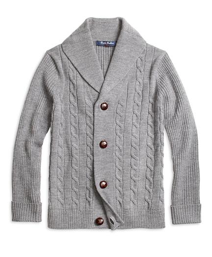 Brooks Brothers Merino Wool Shawl Cable Cardigan