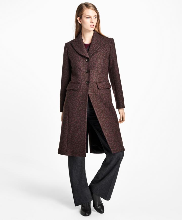 Brooks Brothers Women's Wool-blend Muted Leopard-print Coat