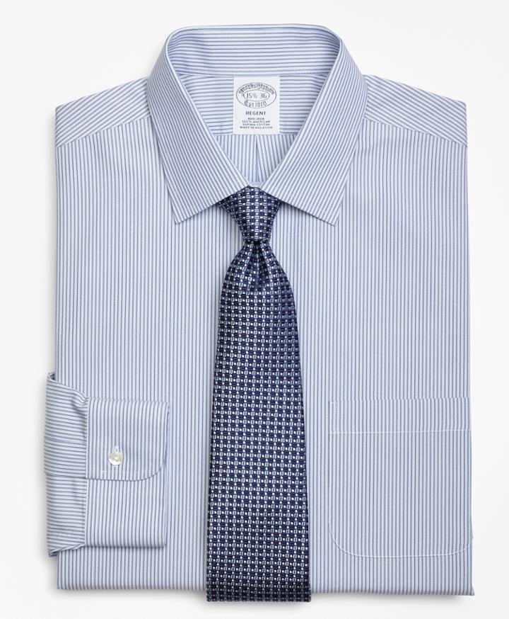 Brooks Brothers Men's Slim Fitted Dress Shirt, Non-iron Tonal Framed Stripe