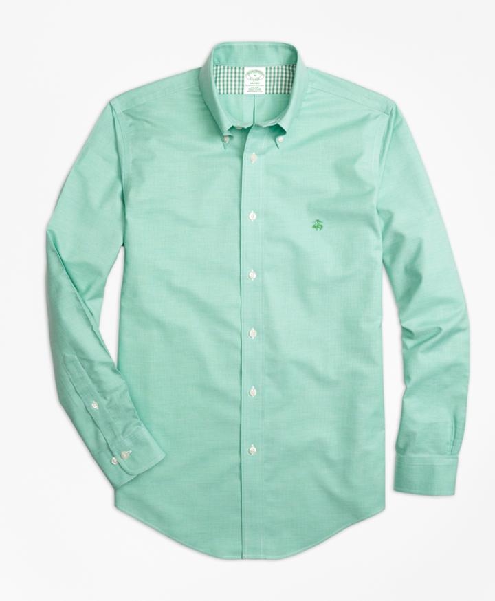 Brooks Brothers Men's Non-iron Milano Fit Heathered Oxford Sport Shirt