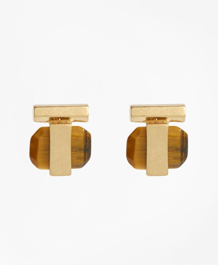 Brooks Brothers Women's Square Tigereye Stud Earrings