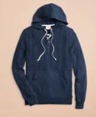 Brooks Brothers Men's Cable-knit Hooded Henley Sweater