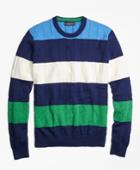 Brooks Brothers Men's Cable Knit Slub Stripe Crewneck Sweater