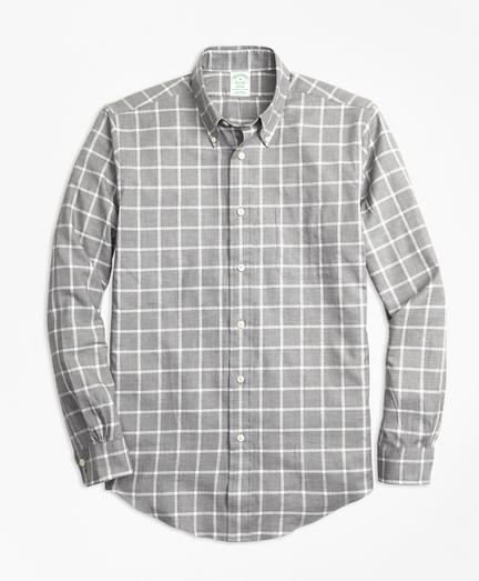 Brooks Brothers Milano Fit Small Windowpane Flannel Sport Shirt